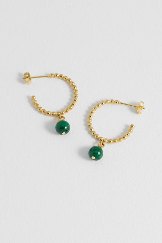 Wellness Malachite Drop Hoops