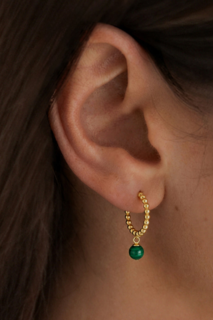 Wellness Malachite Drop Hoops