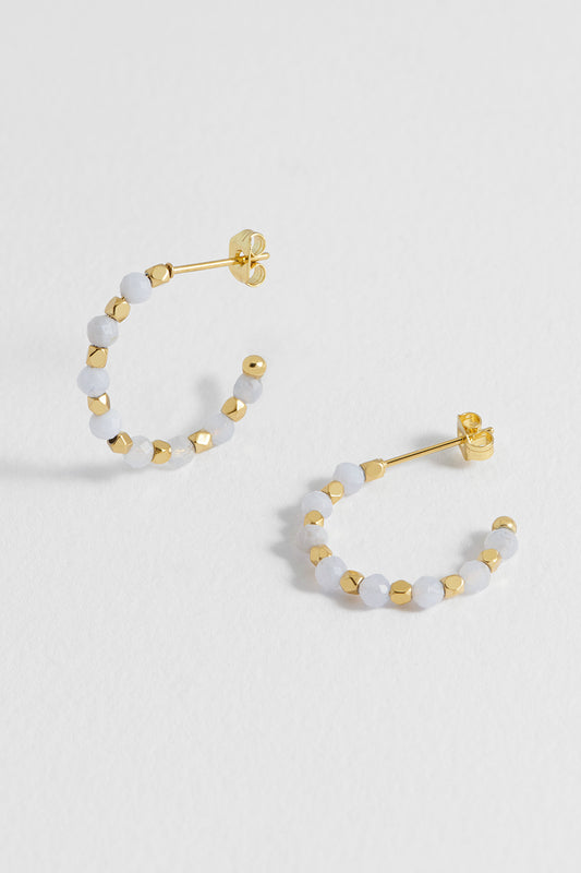 Wellness Blue Lace Agate Coco Beaded Hoops