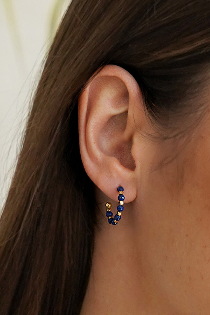 Wellness Lapis Lazuli Coco Beaded Hoops
