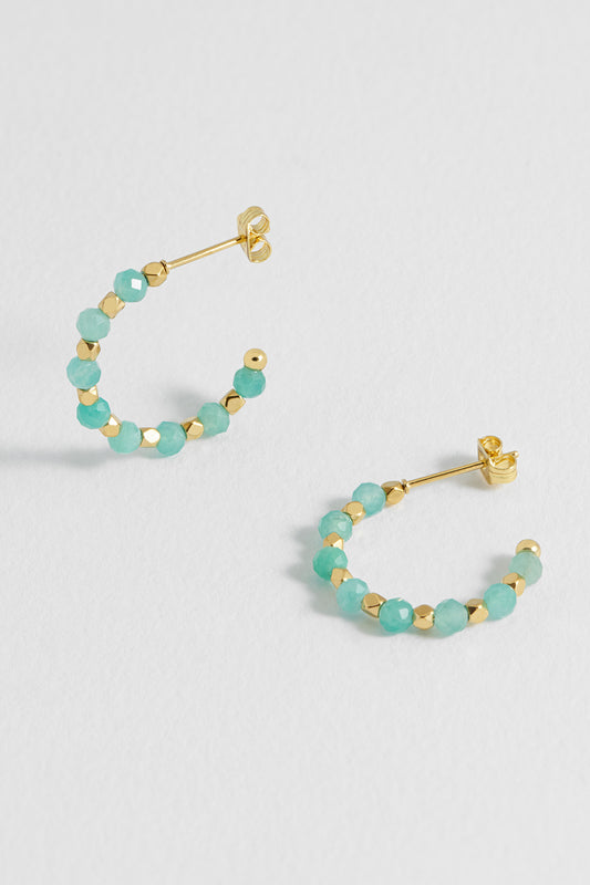 Wellness Amazonite Coco Beaded Hoops