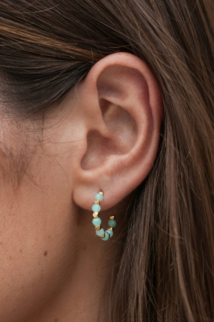 Wellness Amazonite Coco Beaded Hoops