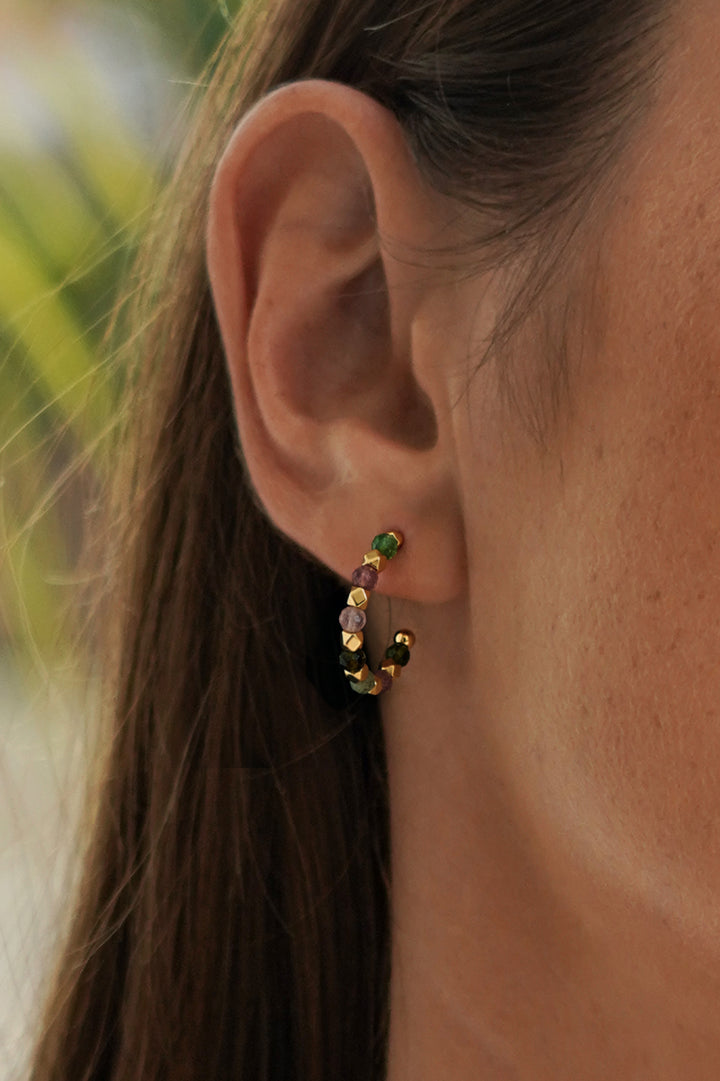 Wellness Tourmaline Coco Beaded Hoops