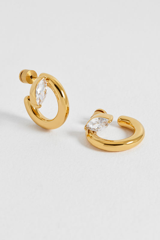 Chunky Marquise CZ Illusion Hoops