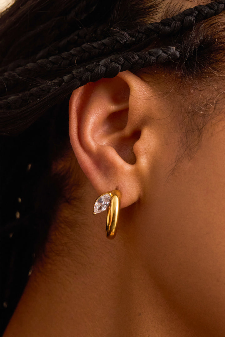 Chunky Marquise CZ Illusion Hoops
