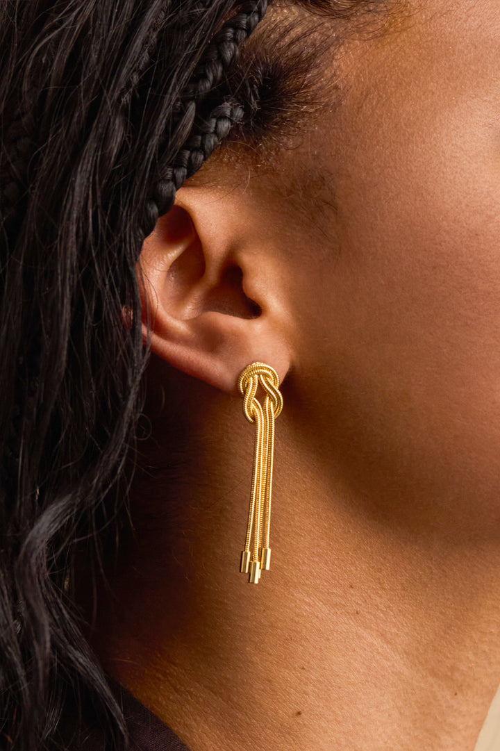 Double Knot Tassel Drop Earrings