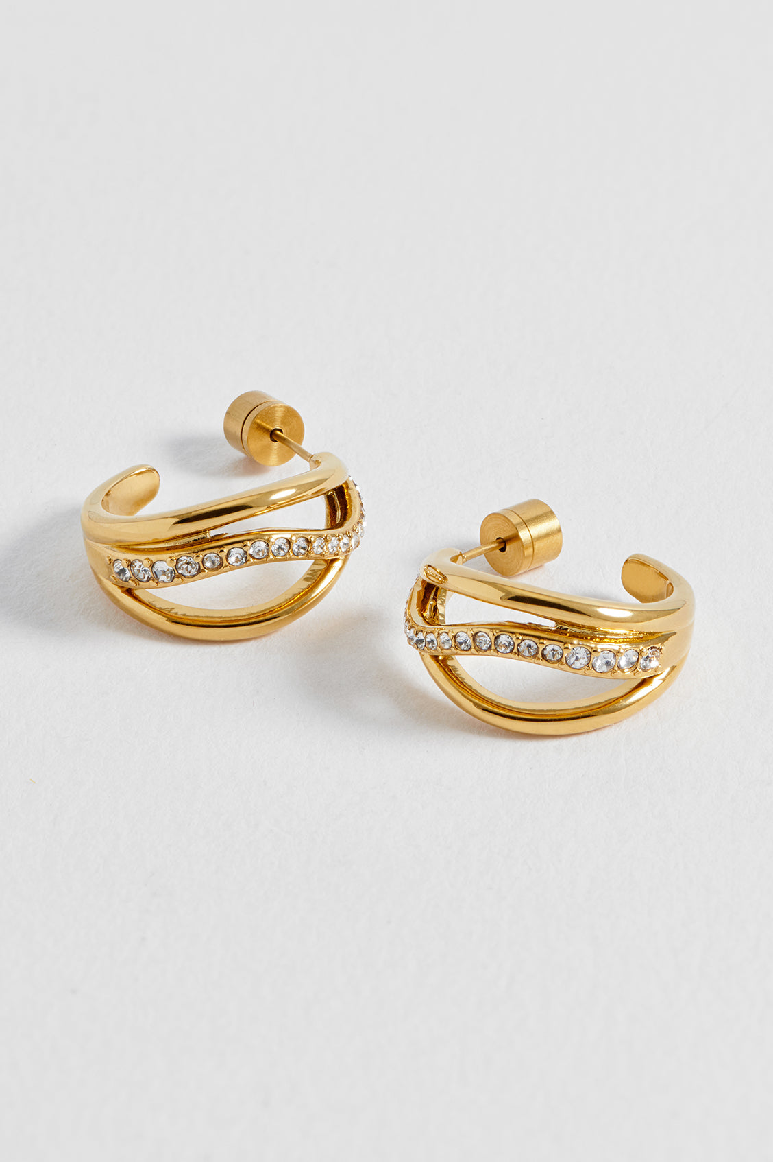 Twisted CZ Hoop Earrings