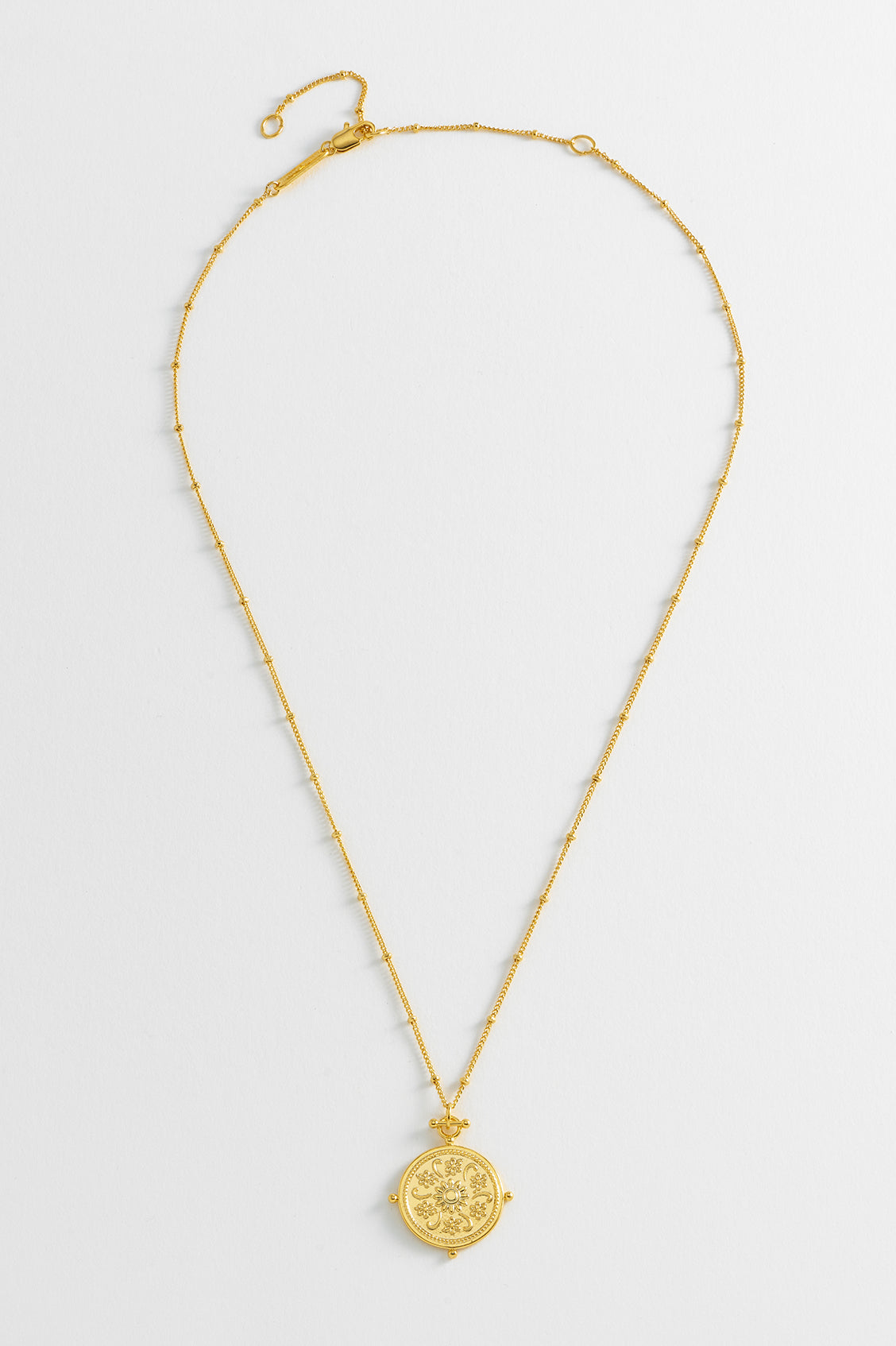 Estella Bartlett | Gold Plated Floral Coin Charm Necklace