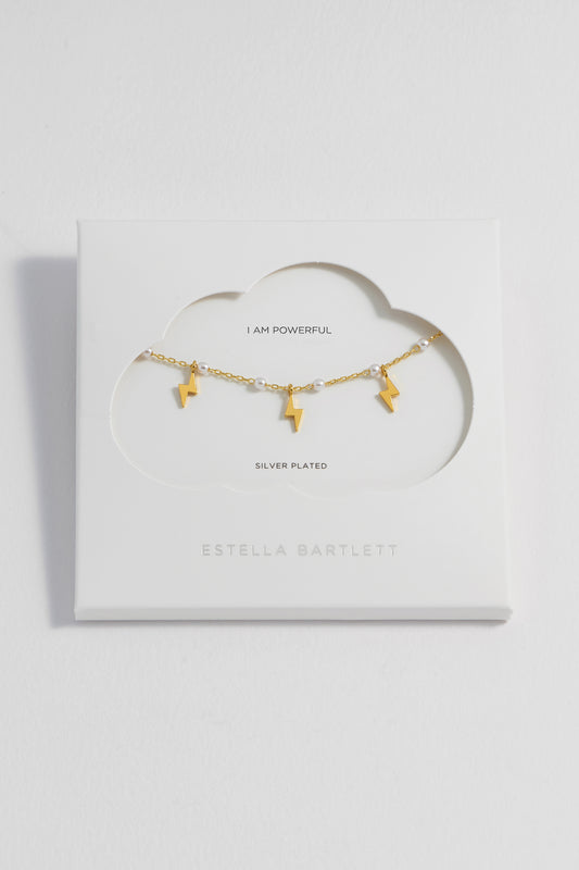 Pearl Power Bolt Charm Necklace