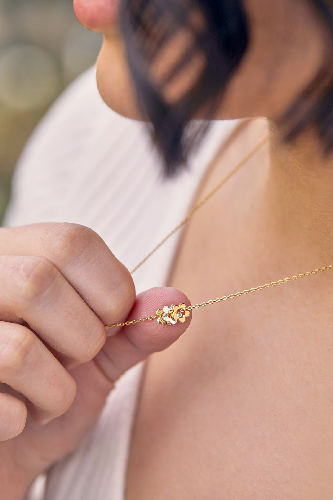 Estella Bartlett Silver Plated Trio Flower Bead Necklace