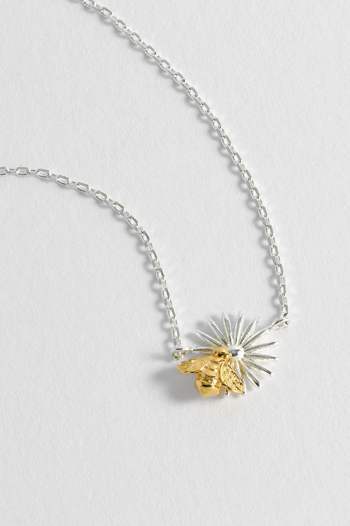 Flower Bee Pendant Necklace