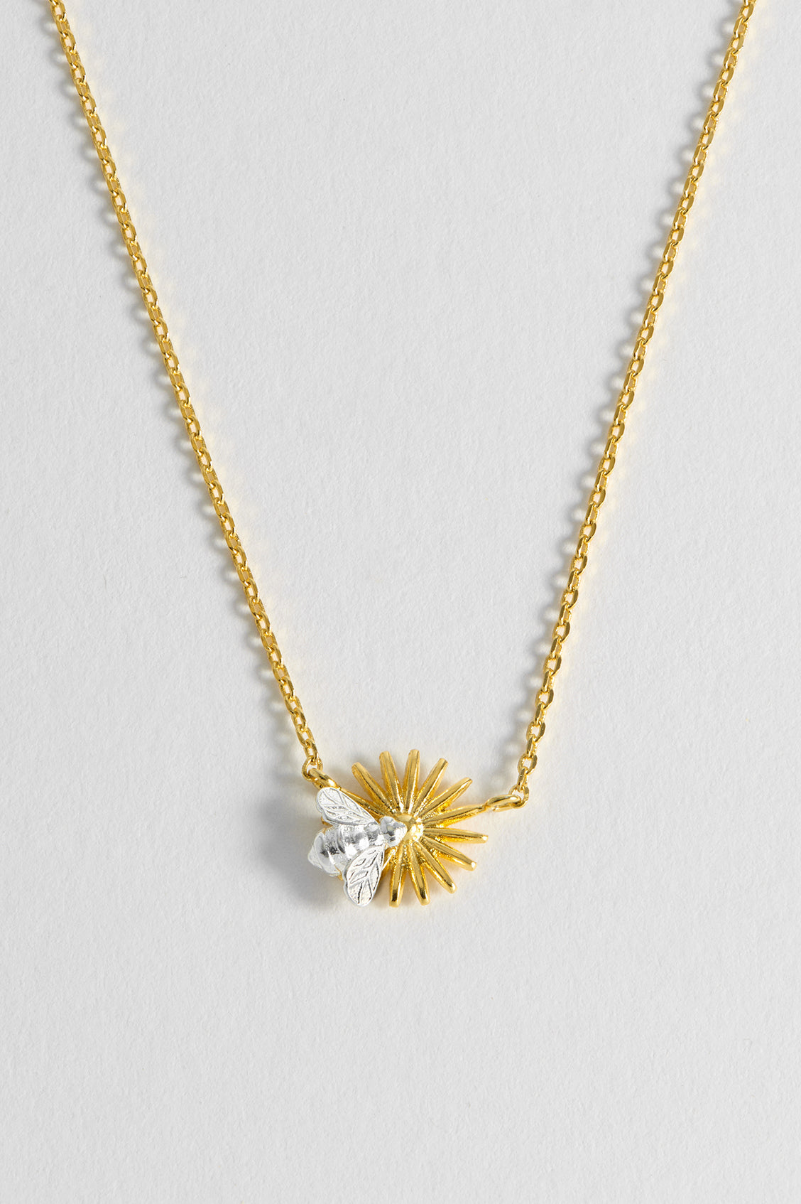Flower Bee Pendant Necklace