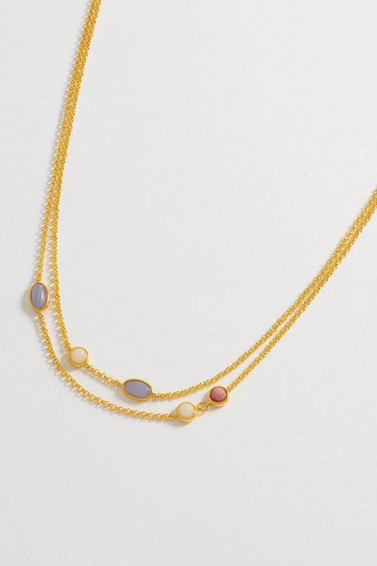 APM Monaco // Sterling Silver & Gold Gemstone Pendant Multi Chain Necklace  – VSP Consignment