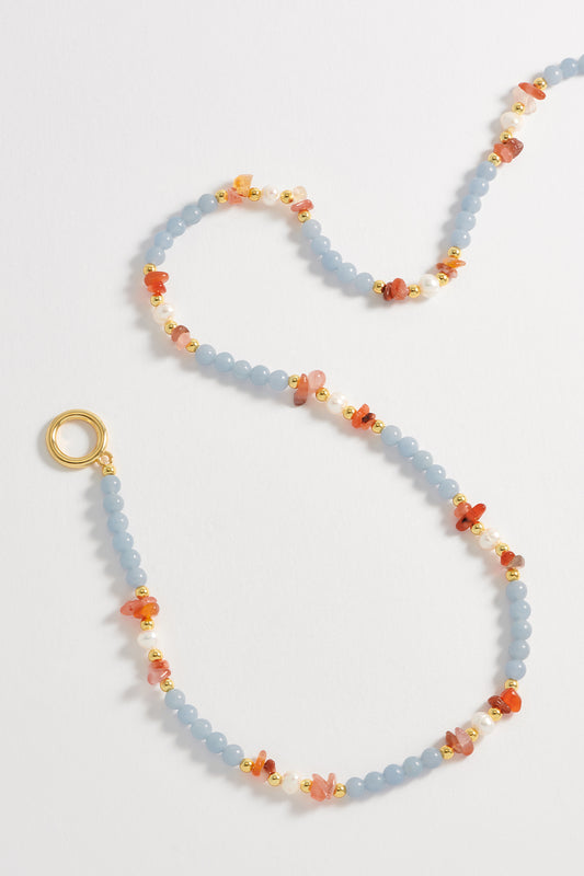 Gemstone Pearl T-Bar Necklace