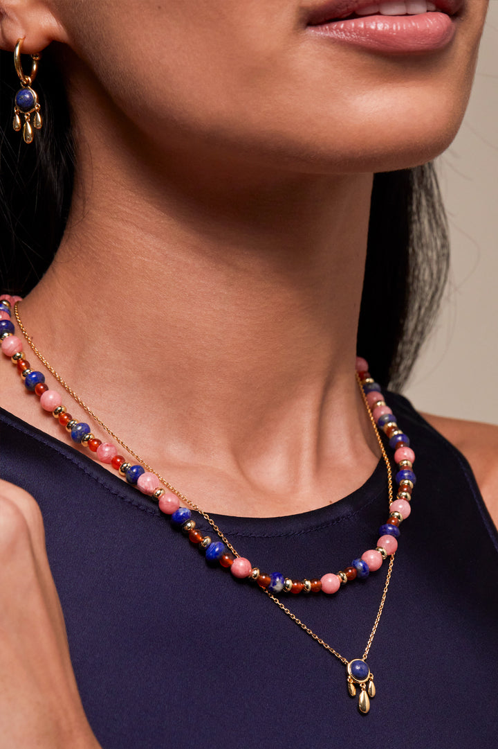 Mixed Gemstone T-Bar Necklace