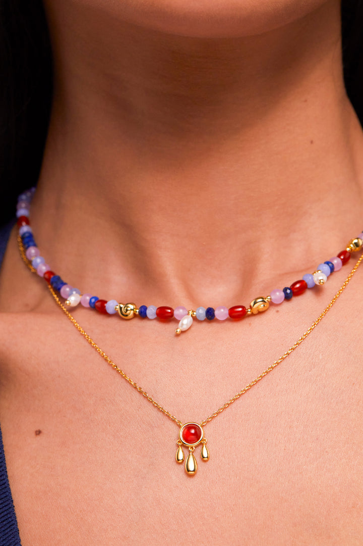 Gemstone Droplet Pendant Necklace