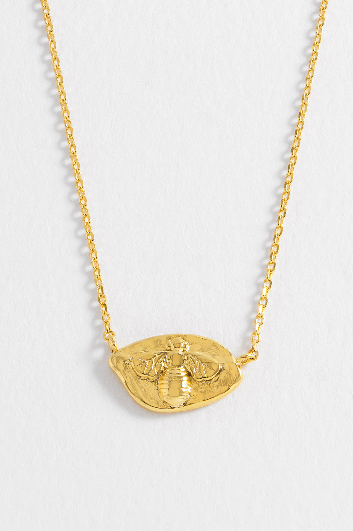 Hammered Coin Bee Pendant Necklace