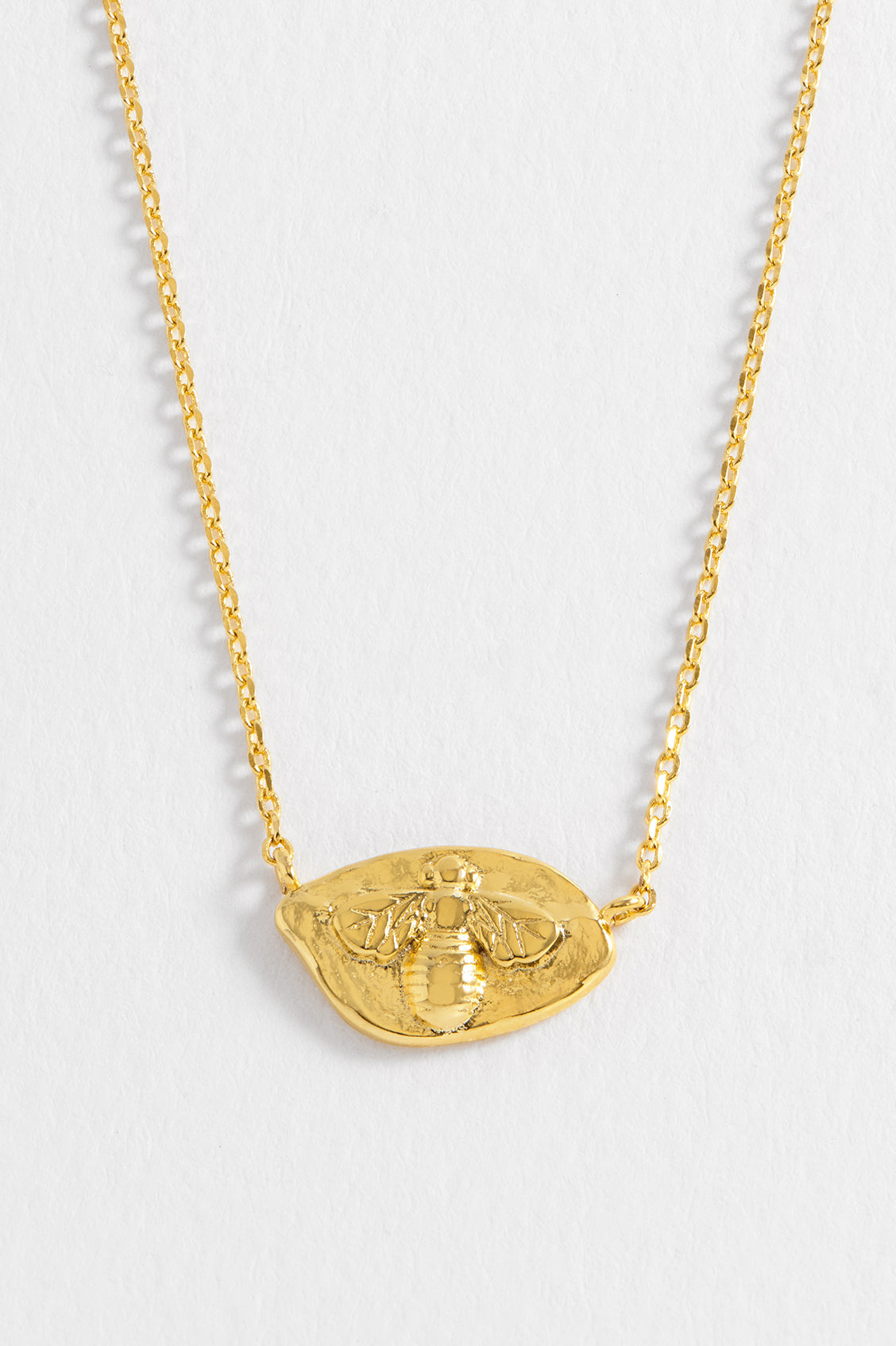 Estella Bartlett Gold Plated Hammered Coin Bee Pendant Necklace