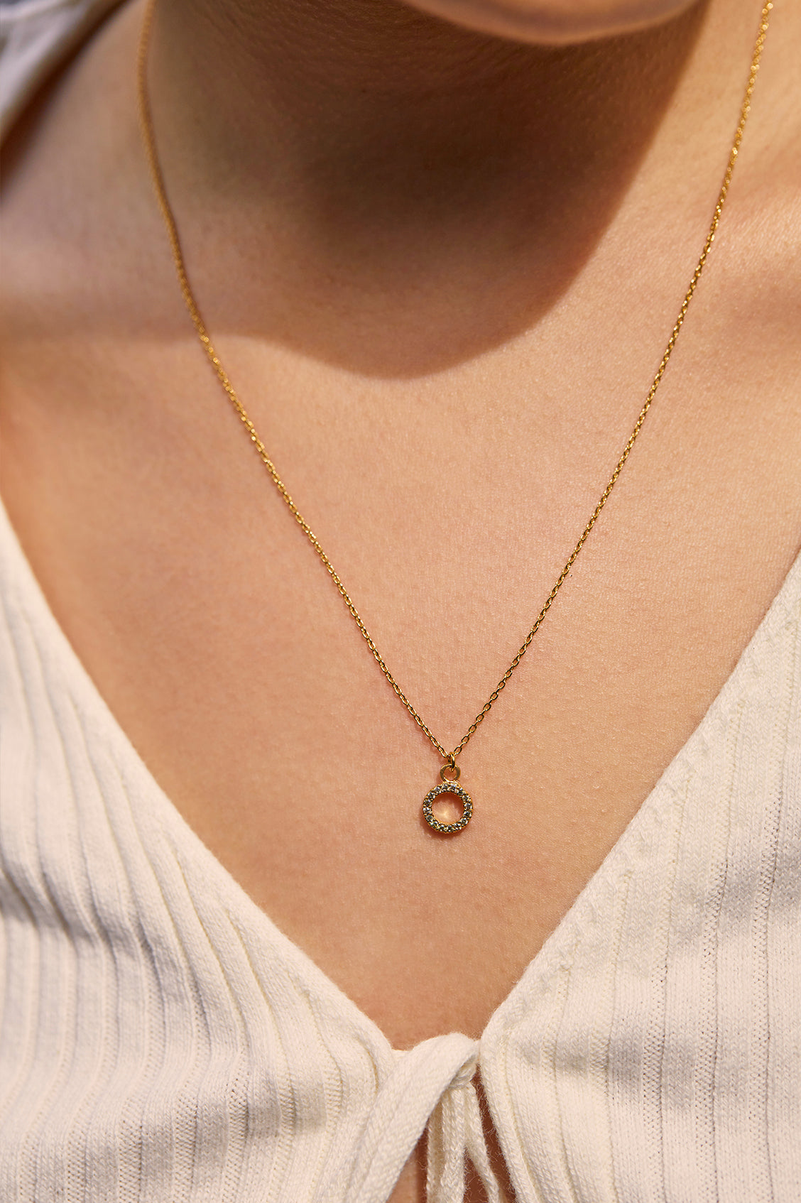 Circle CZ Pendant Necklace