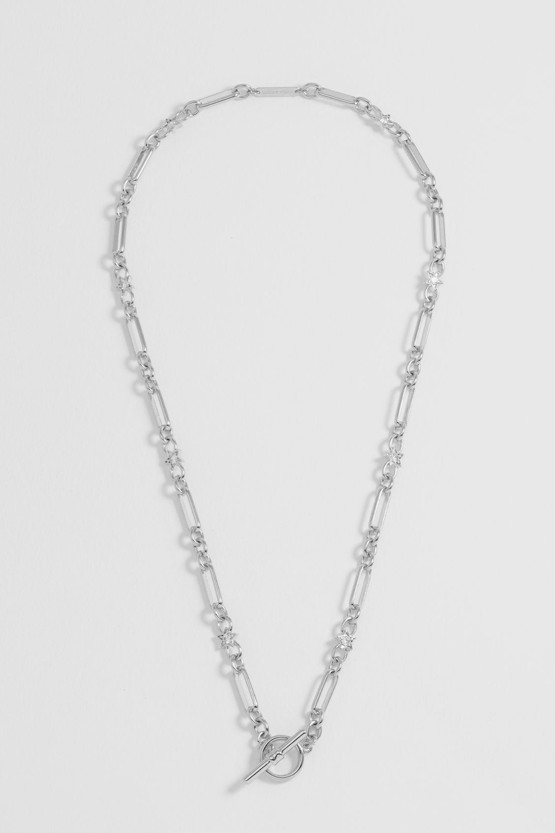 Star Paperclip Link T-Bar Necklace
