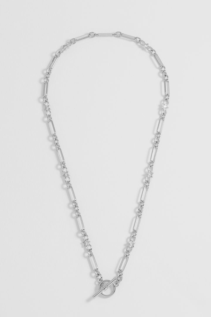 Star Paperclip Link T-Bar Necklace