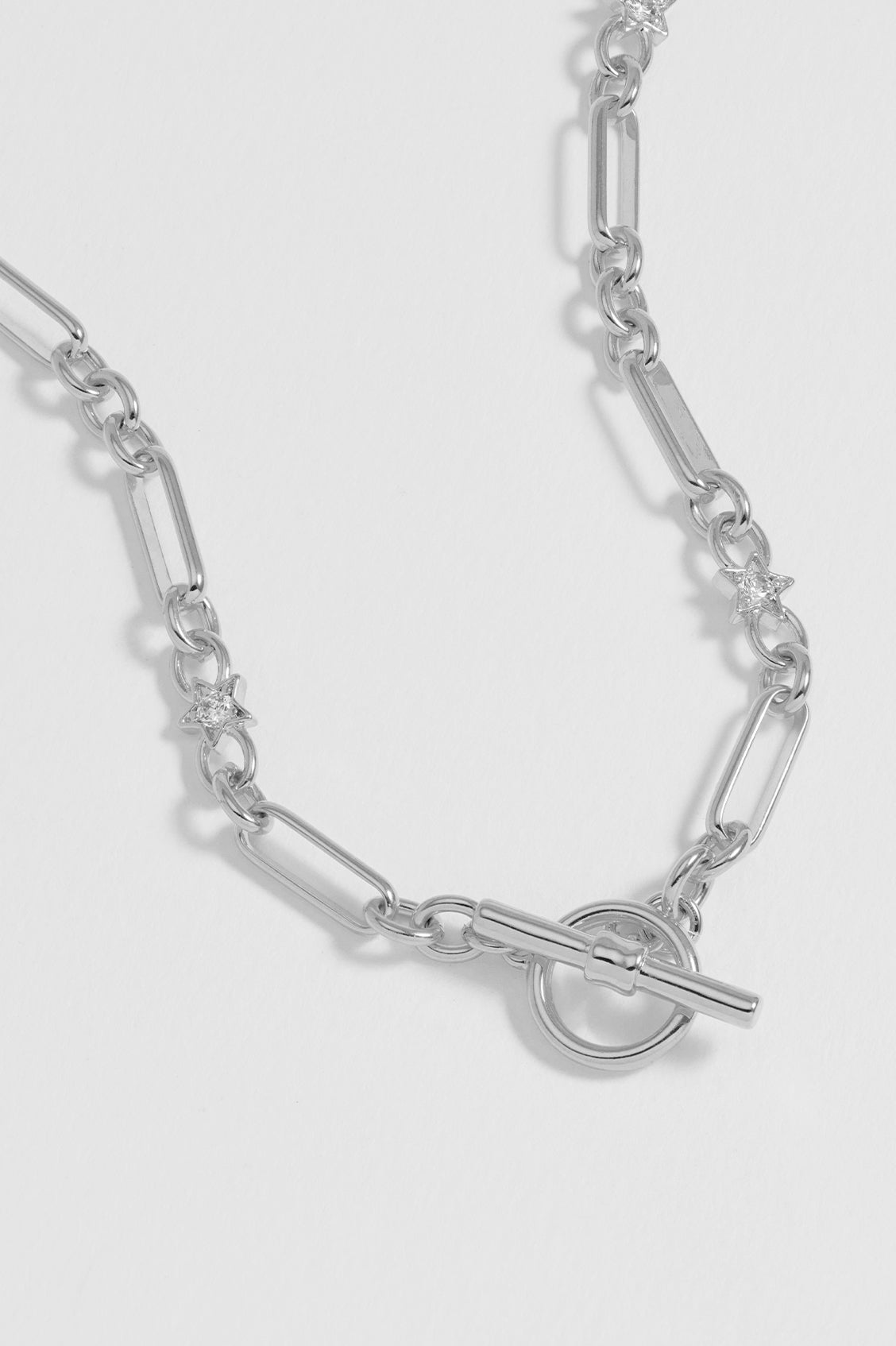 Star Paperclip Link T-Bar Necklace