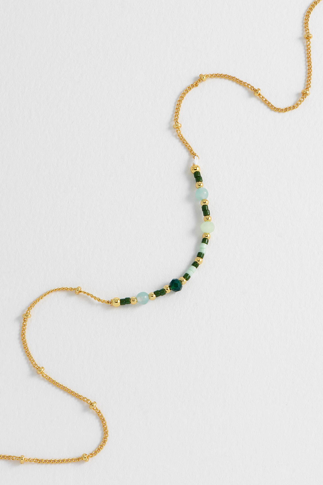 Mini Green Beaded Chain Necklace