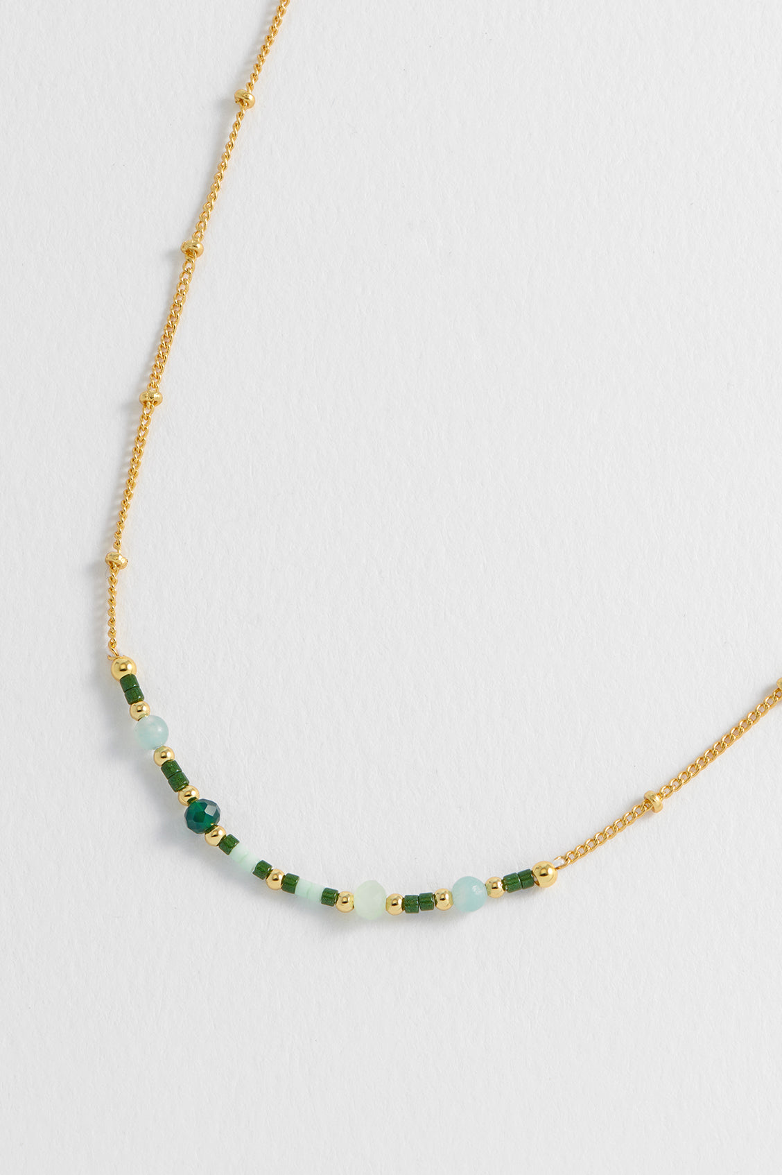 Mini Green Beaded Chain Necklace