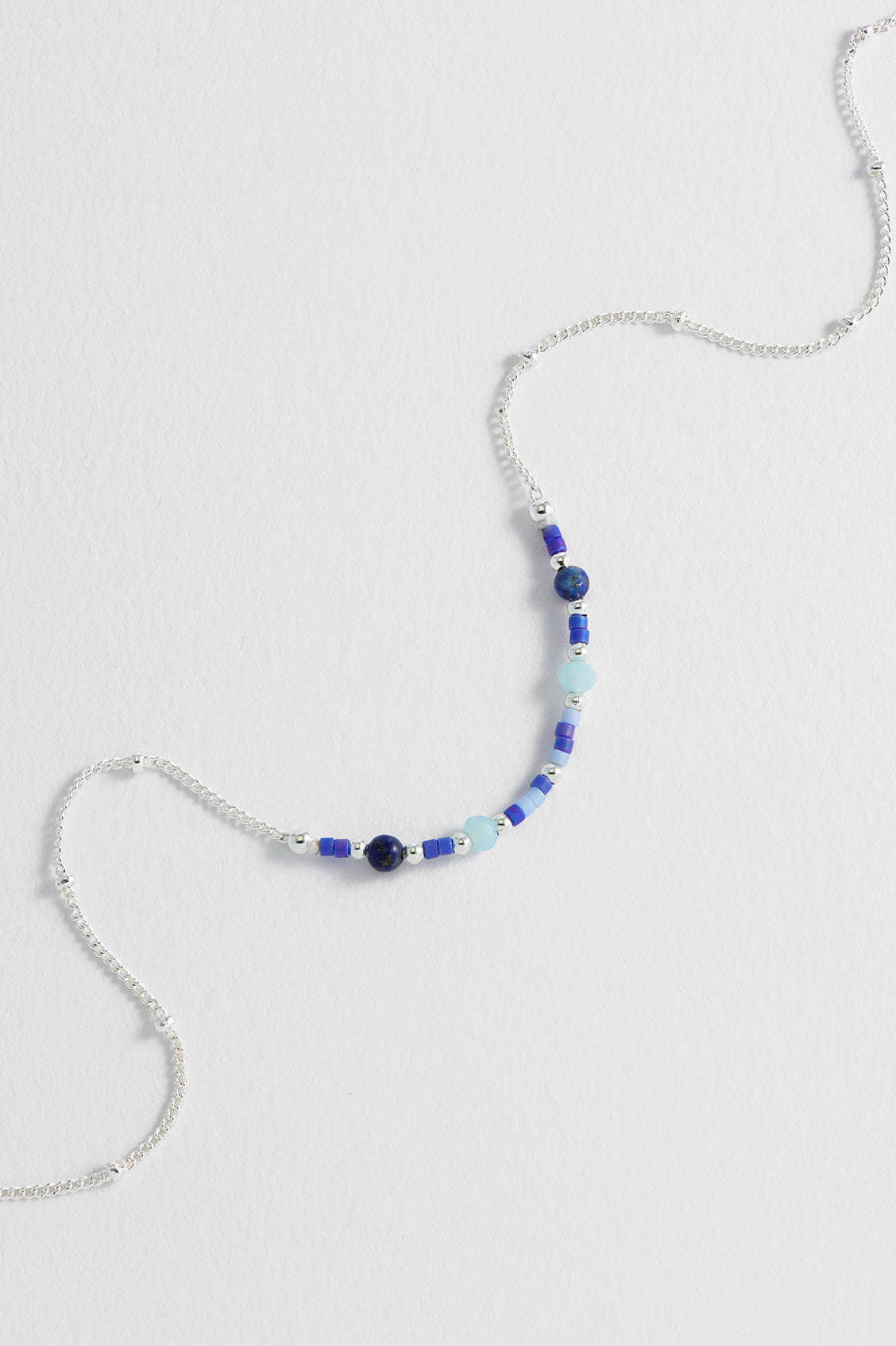 Mini Blue Beaded Chain Necklace