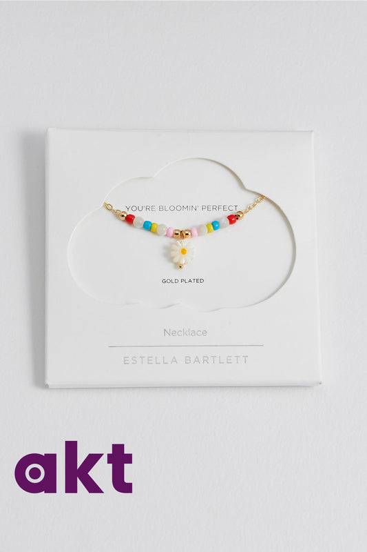 Flower Shell Bead And Chain Necklace