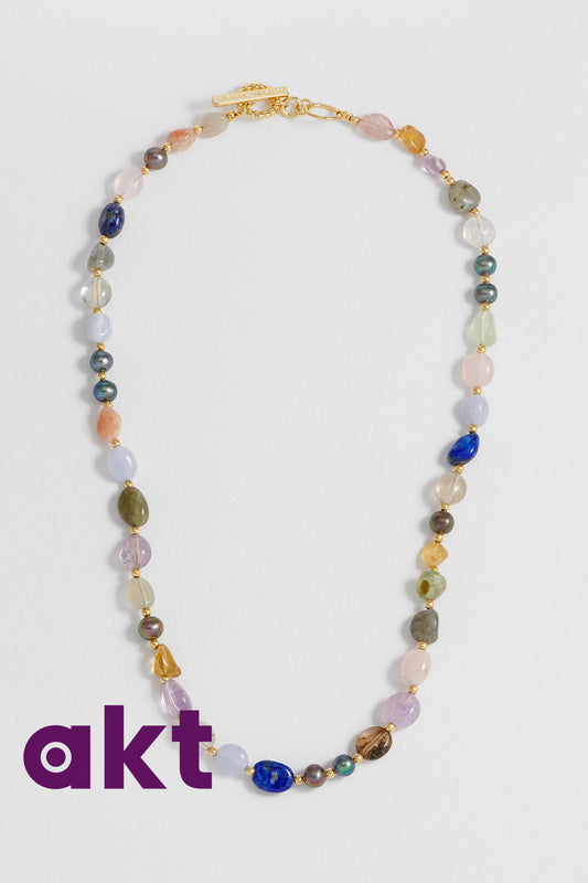 Multi Beaded T Bar Necklace