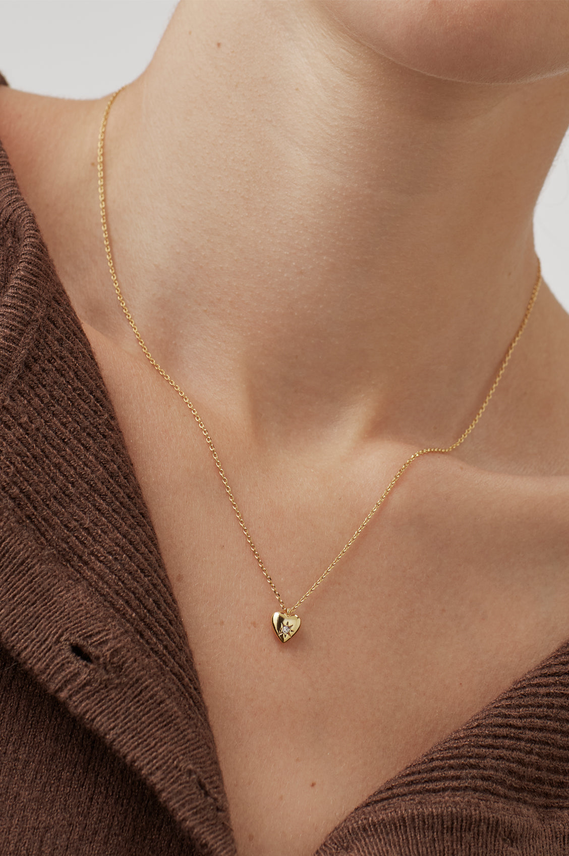 CZ Star Puffy Heart Necklace