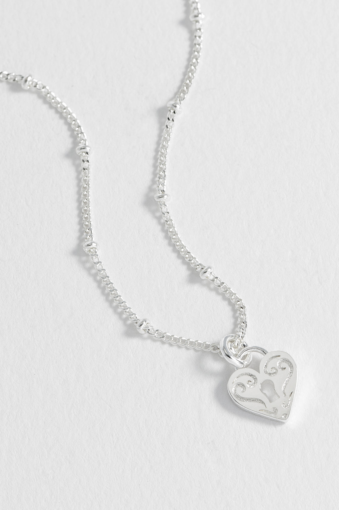 Engraved Heart Padlock Necklace