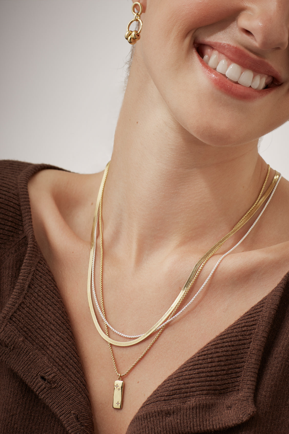 CZ Star Molten Tablet Pendant Necklace