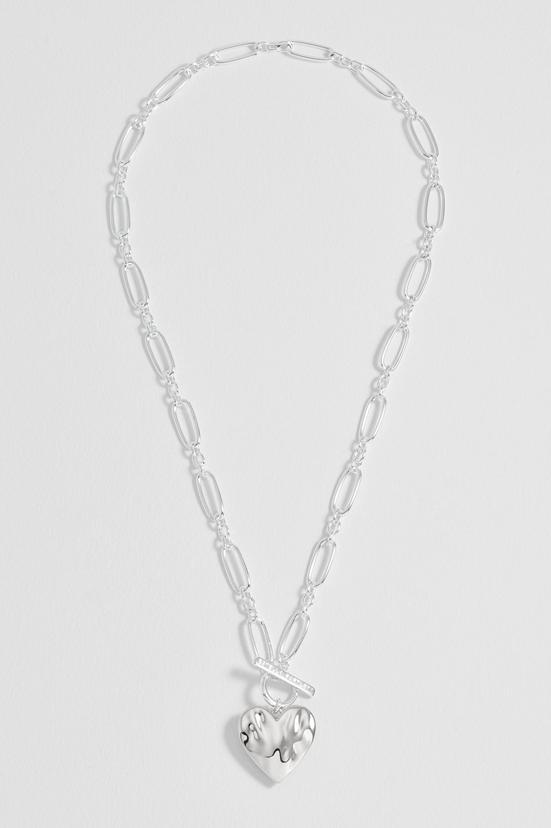 Oversized Molten Heart T-Bar Necklace