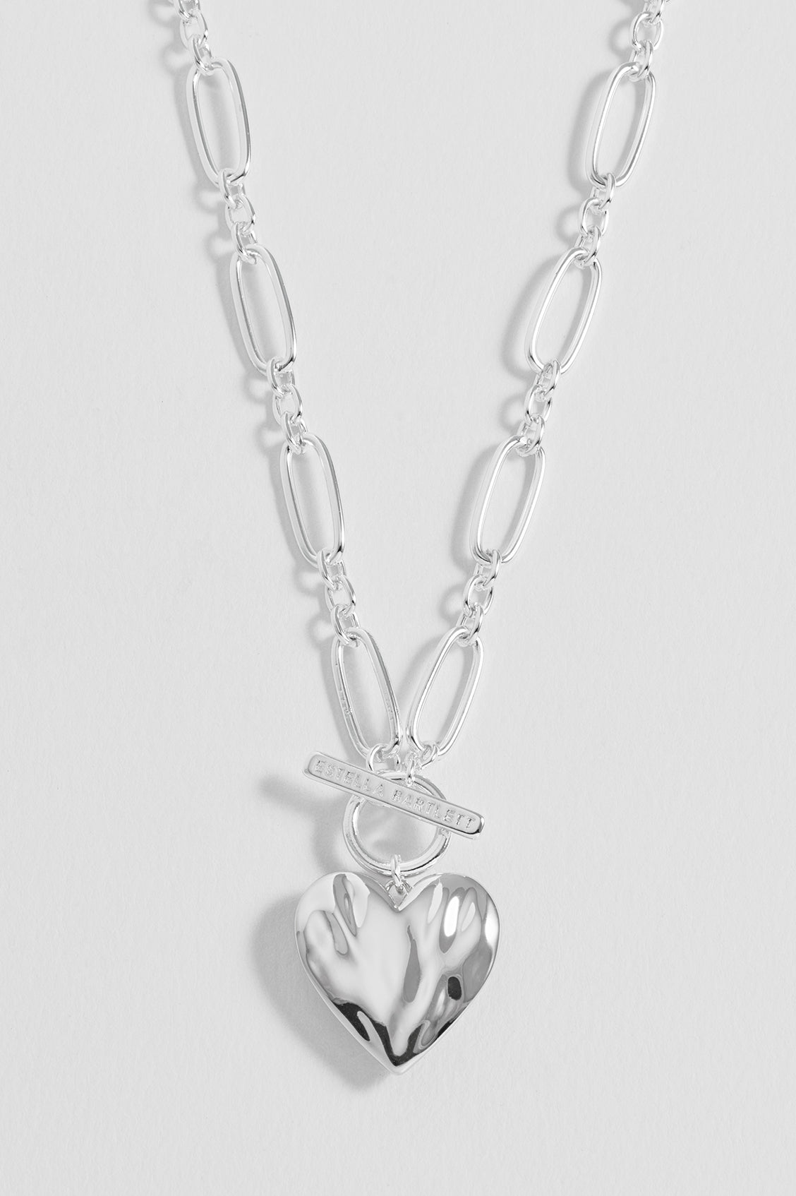 Oversized Molten Heart T-Bar Necklace