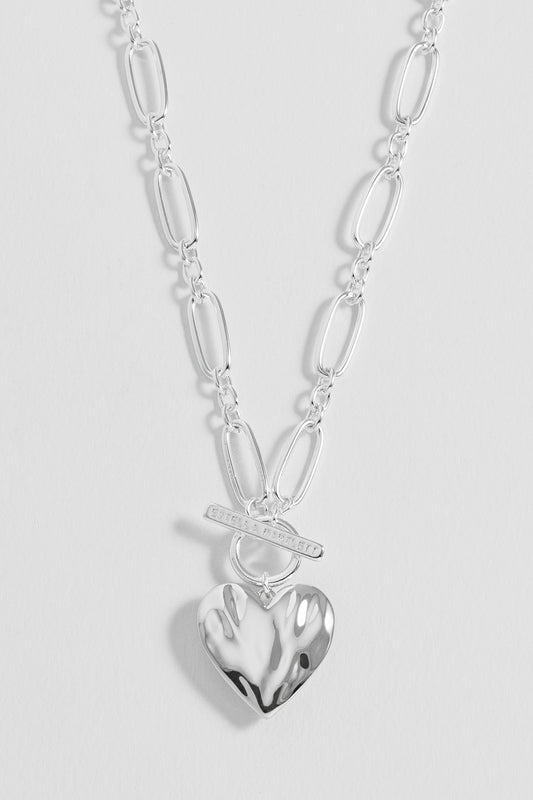 Oversized Molten Heart T-Bar Necklace