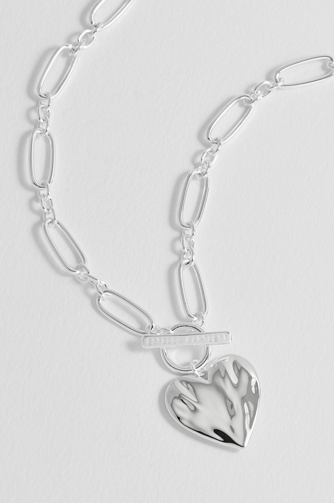 Oversized Molten Heart T-Bar Necklace