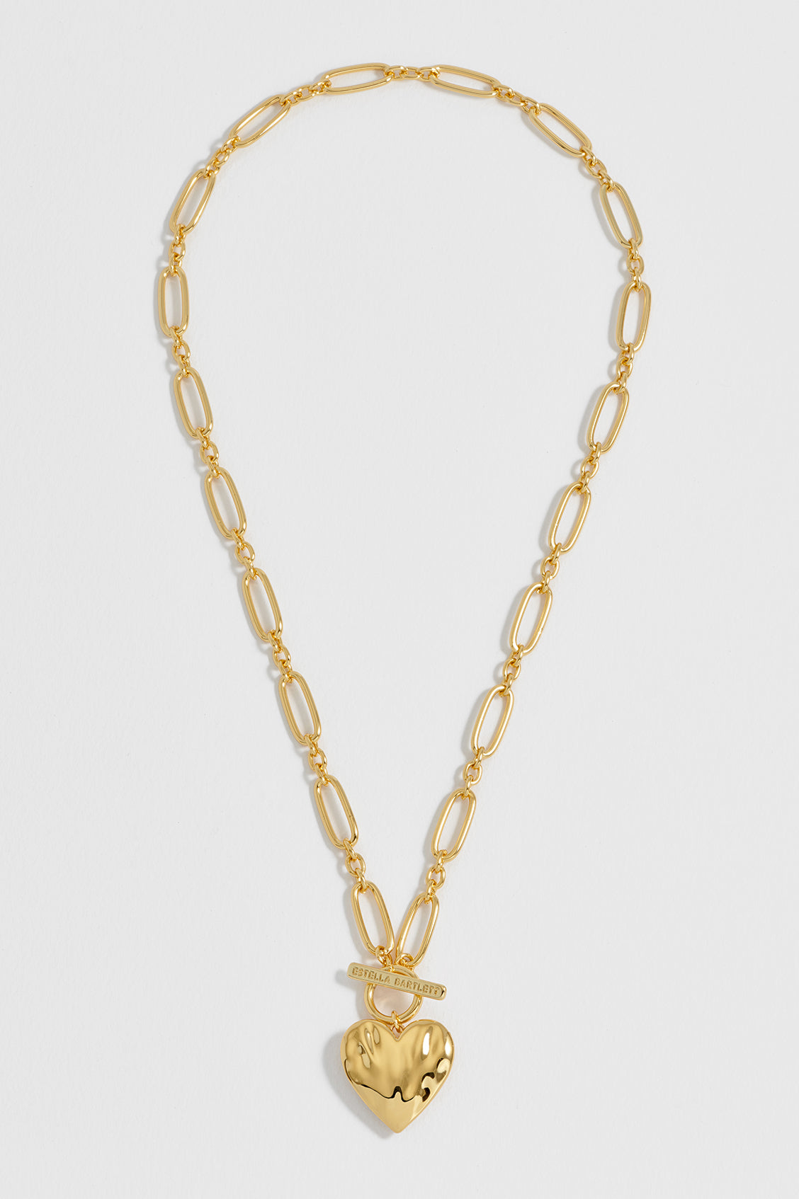 Oversized Molten Heart T-Bar Necklace