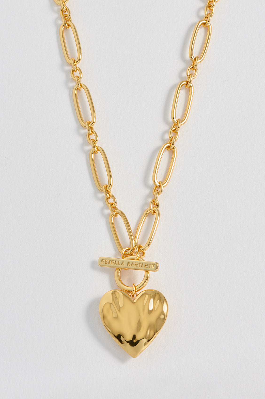 Oversized Molten Heart T-Bar Necklace