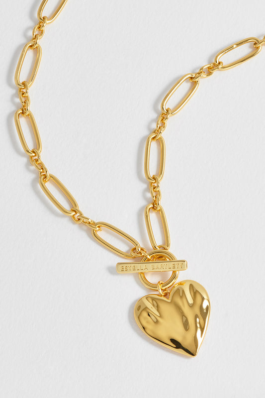 Oversized Molten Heart T-Bar Necklace
