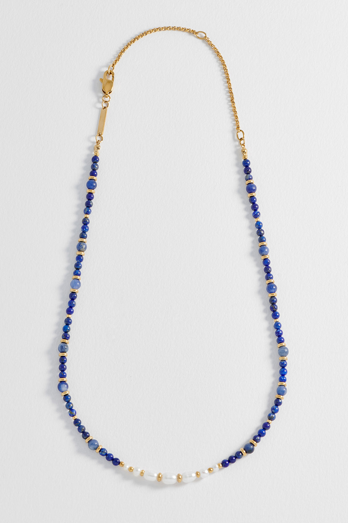 Lapis Lazuli and Pearl Beaded Necklace