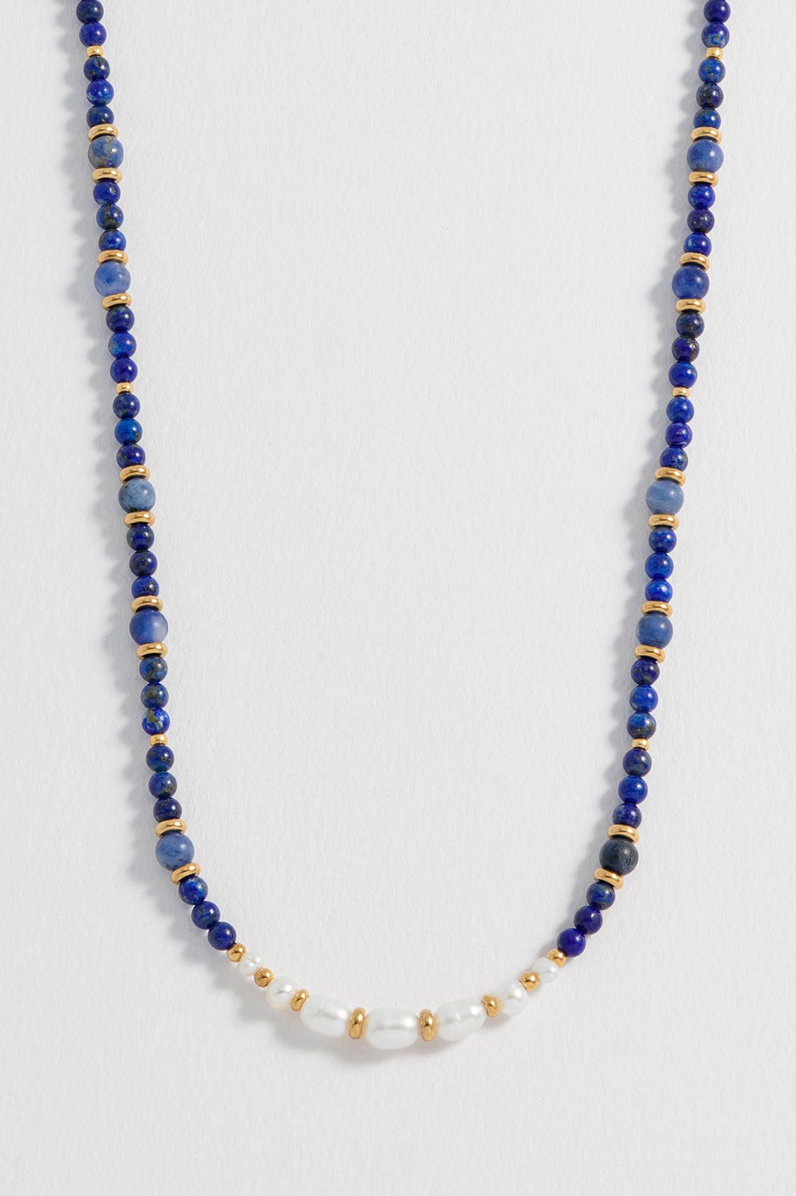 Lapis Lazuli and Pearl Beaded Necklace