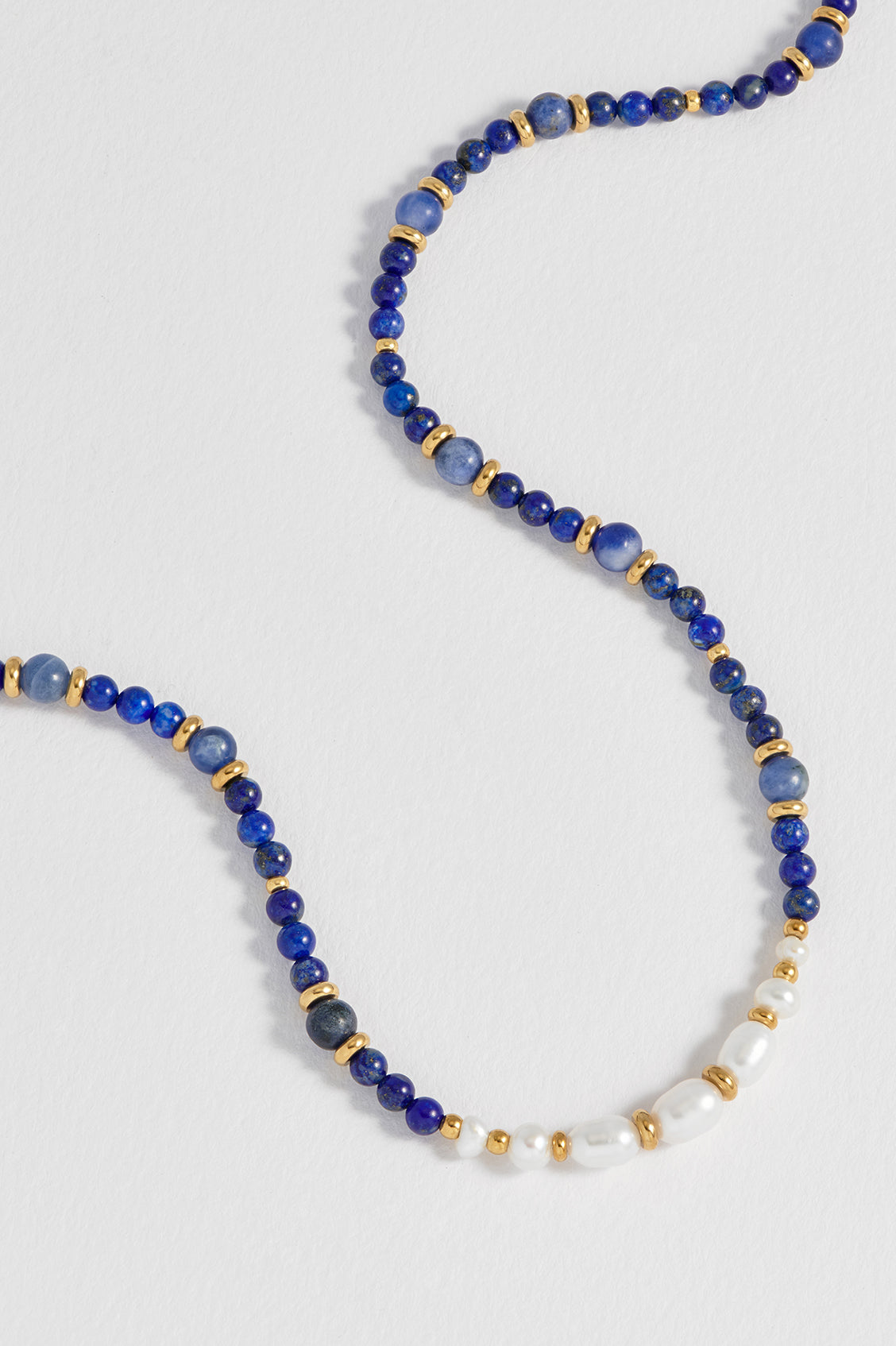Lapis Lazuli Pearl Beaded Necklace