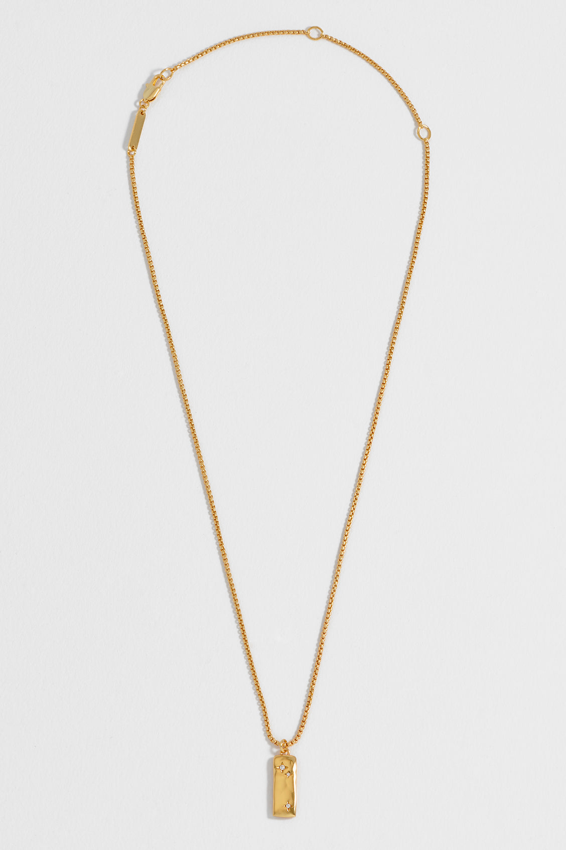 CZ Star Molten Tablet Pendant Necklace