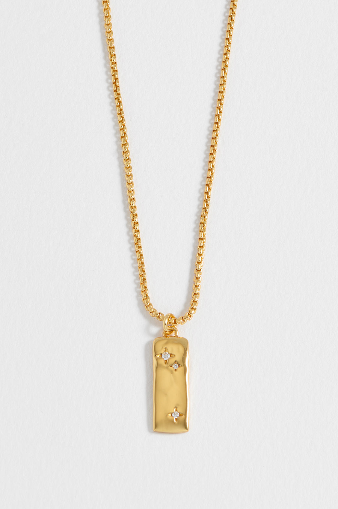 CZ Star Molten Tablet Pendant Necklace