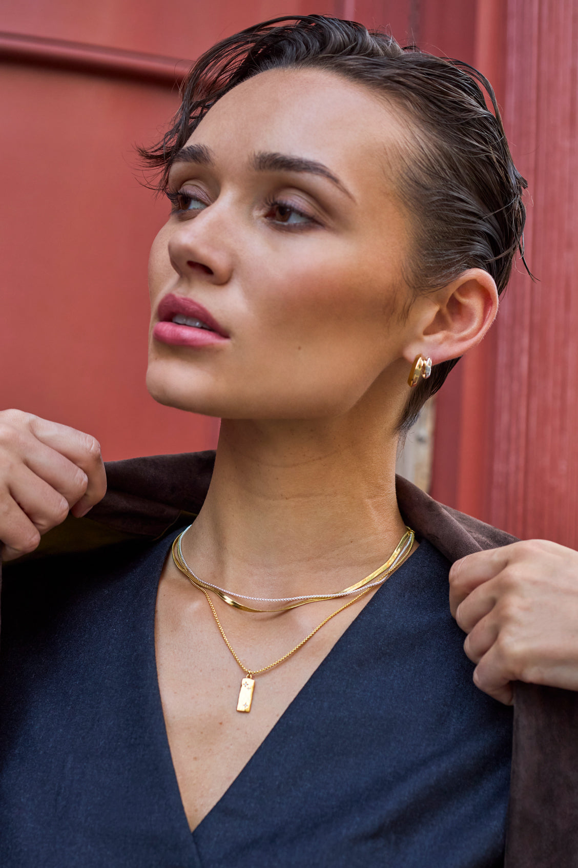 Mixed Metal Double Hoop Earrings