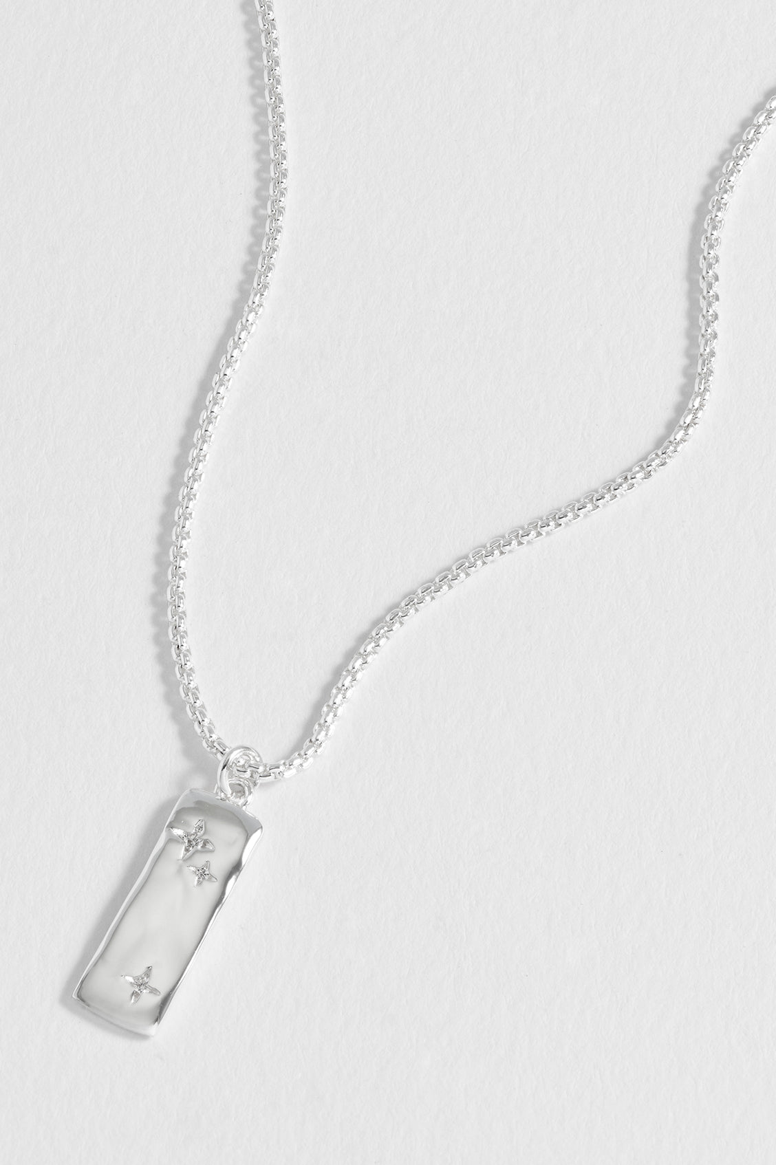 CZ Star Molten Tablet Pendant Necklace