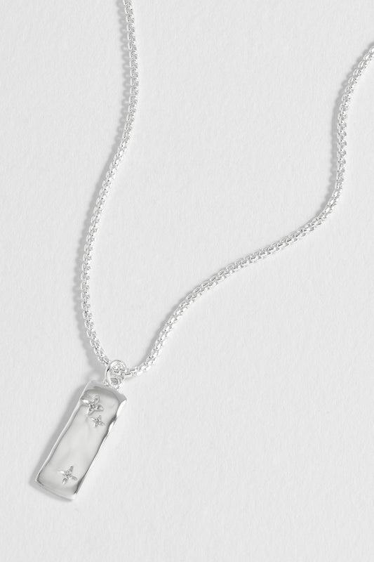 CZ Star Molten Tablet Pendant Necklace