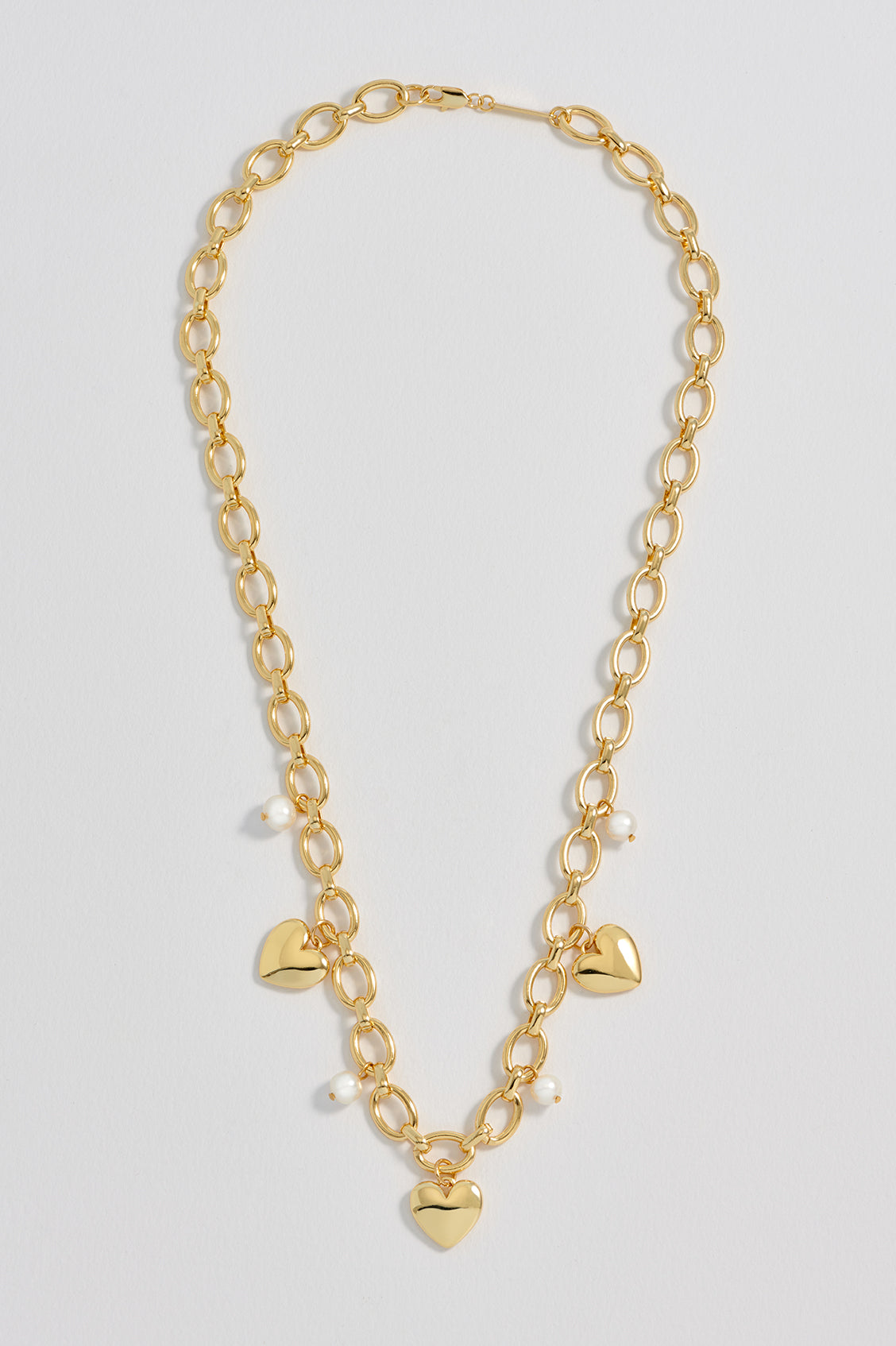 Pearl and Heart Charm Necklace